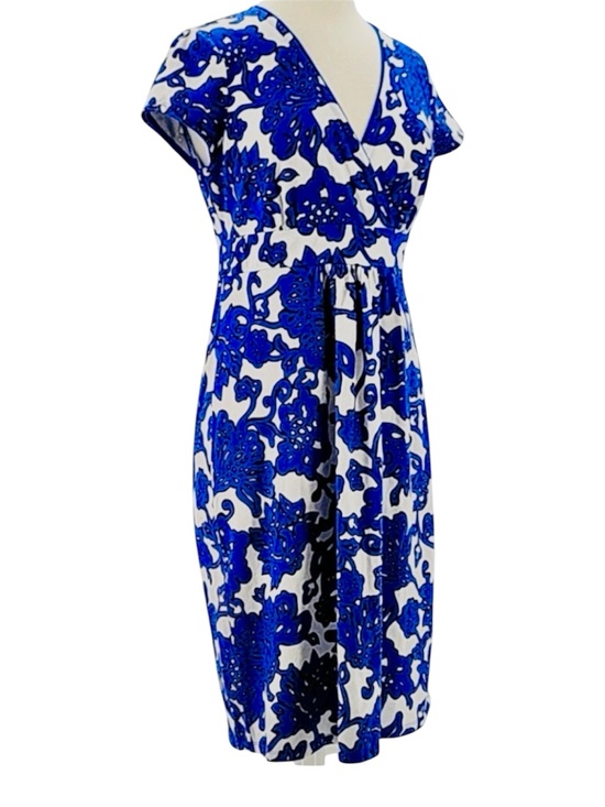 Boden Dresses & Skirts - BODEN | Women’s Blue Sapphire Island Vine Jersey Dress V-neck Faux Wrap Size 6R